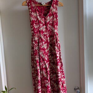 Vintage Red Flowers 90s Dress - April Cornell